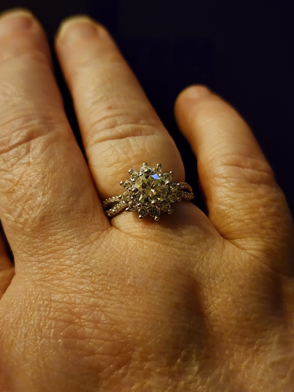 Sterling Silver Moissanite Halo Engagement Ring